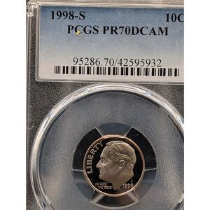 1998-S Roosevelt Dime PCGS PR70 DCAM – Perfect Proof